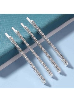 Yheakne Rhinestone Hair Clip Barrette Silver Crystal Wedding Hair Pin Clip French Barrette Headpieces Decorative Bobby Pins Head Clip Wedding Headwear Bridal Hair Accessories For Women And Girls Gifts 4 Pcs  - Image 3