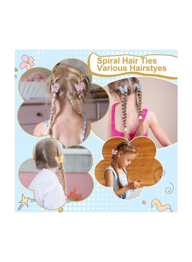 8 PCS Butterfly Telephone Wire Hair Bands Colorful Telephone Wire Hair Bands Spiral Hair Ties Phone Cord Kids Hair Accessories For Girls, Perfect For Various Outfits - Image 2