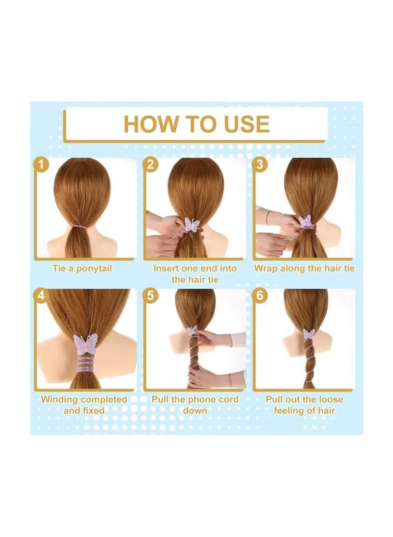 8 PCS Butterfly Telephone Wire Hair Bands Colorful Telephone Wire Hair Bands Spiral Hair Ties Phone Cord Kids Hair Accessories For Girls, Perfect For Various Outfits - Image 5