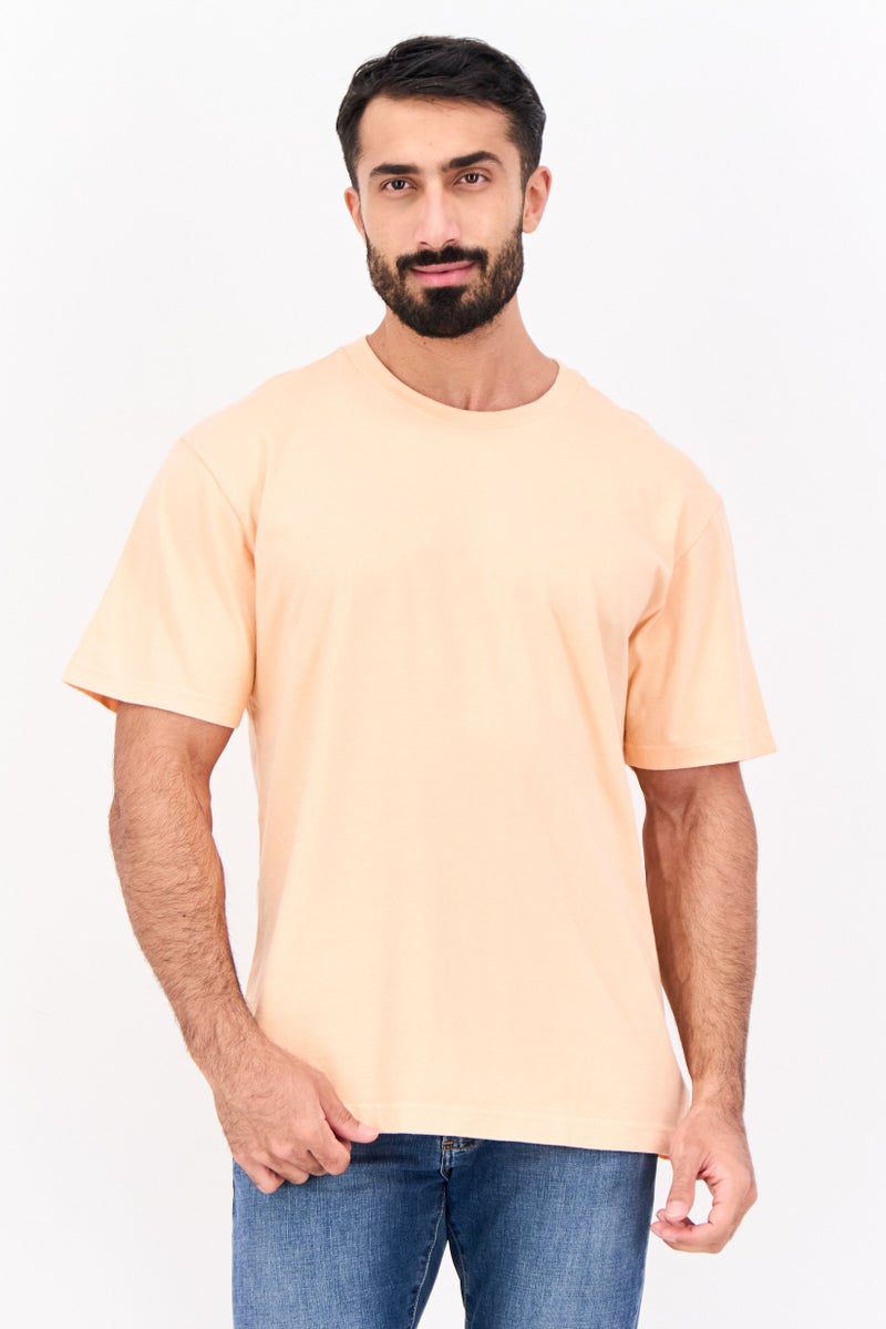 GAP Men Crew Neck Short Sleeves Plain T-Shirt, peach - Image 1