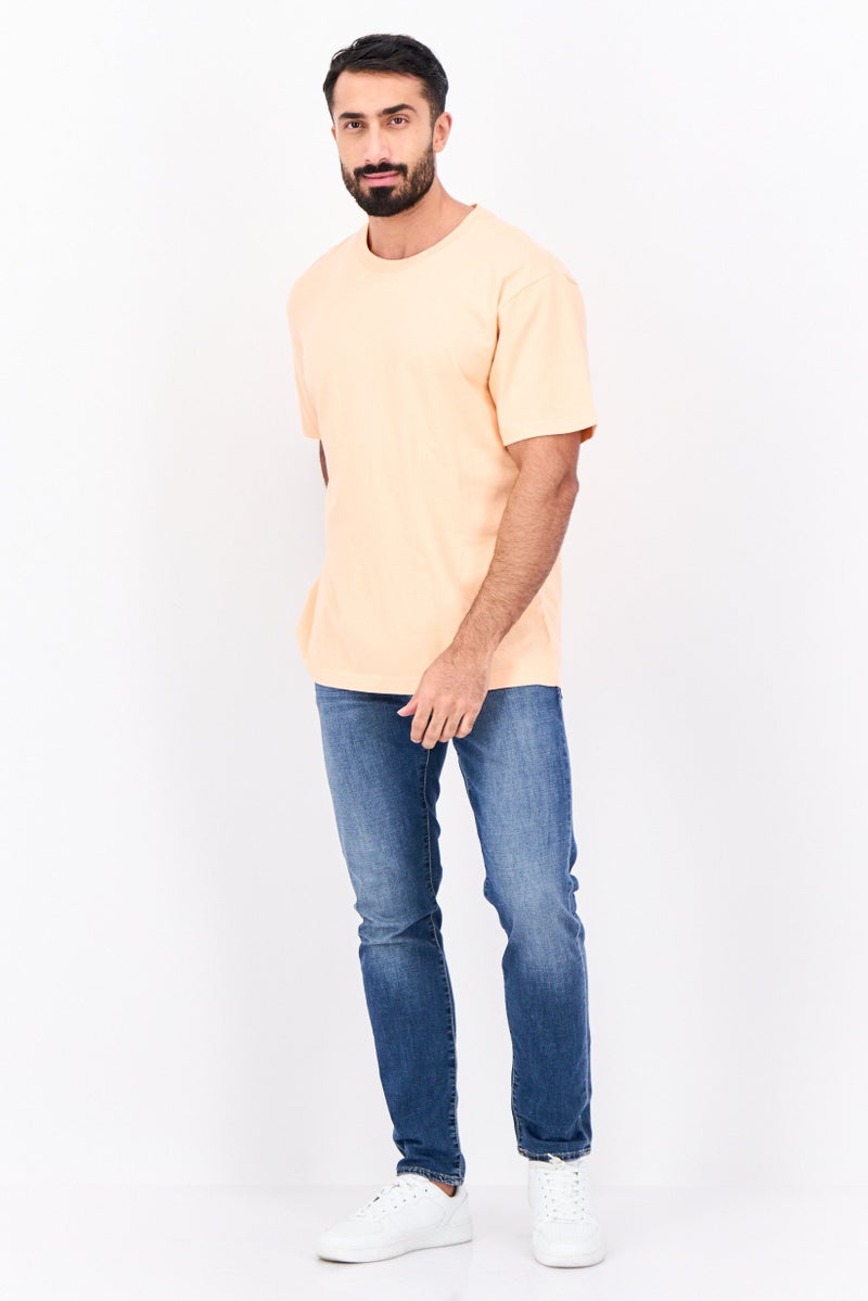 GAP Men Crew Neck Short Sleeves Plain T-Shirt, peach - Image 4