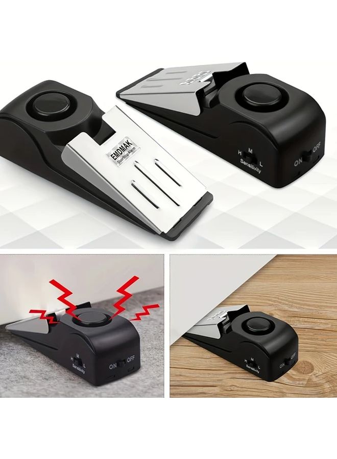 Black 120dB Door Stop Alarm 3 Level Sensitivity Non Slip Wedge For Home Travel Hotel - Image 4