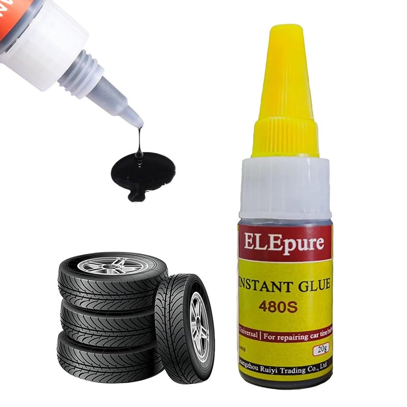 إليبيور لاصق صناعي 480s أسود قوي لإصلاح إطارات السيارات، غراء الإطارات، غراء الجلود، غراء نوافذ السيارة، غراء إغلاق السماعات، غراء إصلاح الإطارات 20 جرام - Image 1
