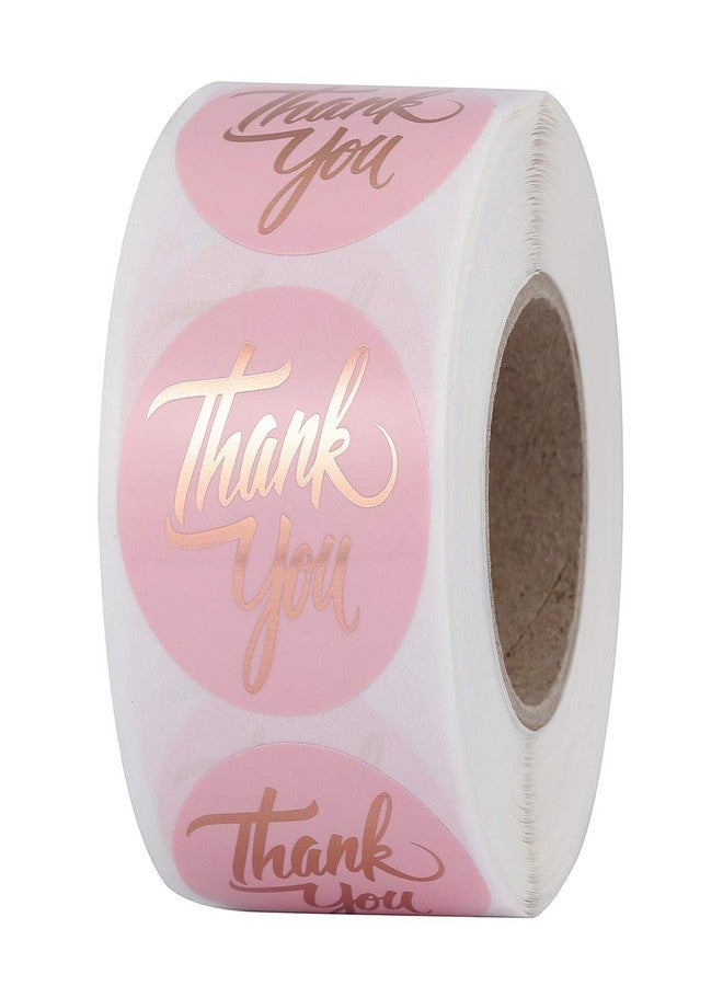 Yoption 1.5" Round Thank You Stickers, 500pcs Pink Mailing Supplies Labels Per Roll, Pink - Image 1