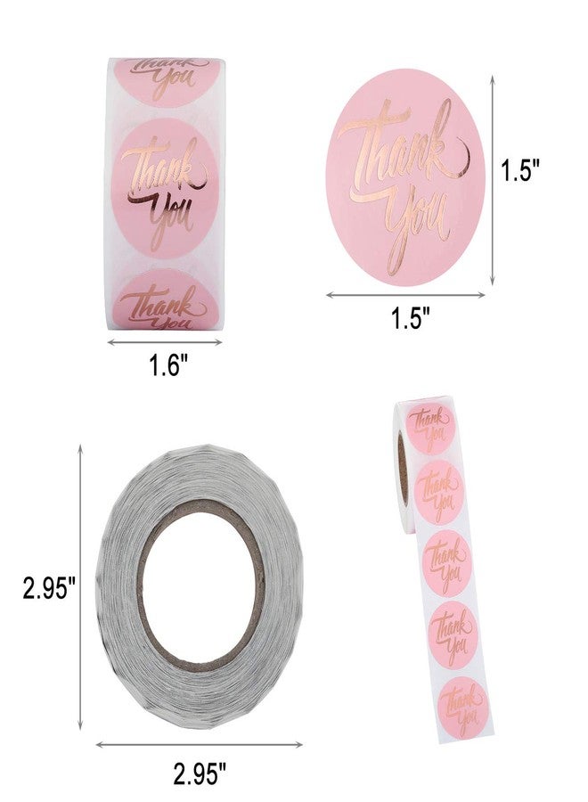 Yoption 1.5" Round Thank You Stickers, 500pcs Pink Mailing Supplies Labels Per Roll, Pink - Image 2
