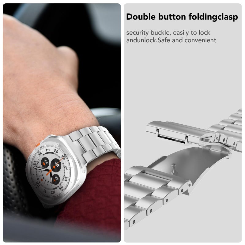 SPGUARD Metal Band Compatible with Samsung Galaxy Watch 7/8 Ultra 47mm (2025/2024), No Gap Stainless Steel Band Strap for Men Women Business, NOT for Other Models - Image 5