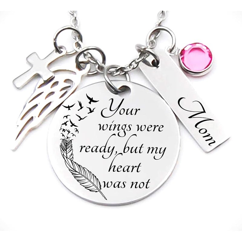 Arabest Memorial Jewelry, Stainless Steel Pendant, Necklace,Your Wings Were Ready, But My Heart Was Not, Child loss, Lose of Loved One