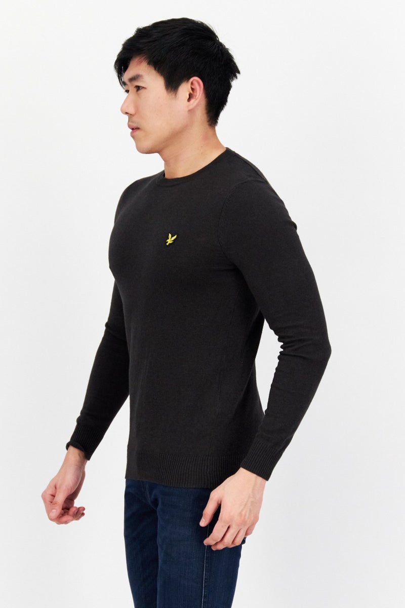 Lyle & Scott سويت شيرتات للرجال بياقة دائرية بشعار العلامة التجارية، رمادي غامق - Image 3