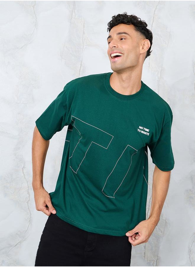 Front and Back Slogan Print Oversized T-Shirt