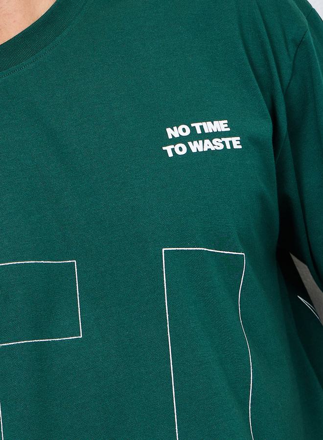 ستايلي تيشيرت أوفر سايز بطباعة شعار من الأمام والخلف - Image 4