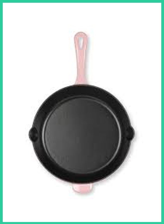 Heavy-Duty Cast Iron Enameled Frying Pan – 24cm Round, Non-Stick, Pink – Oven & Induction Safe Cookware  - Image 1