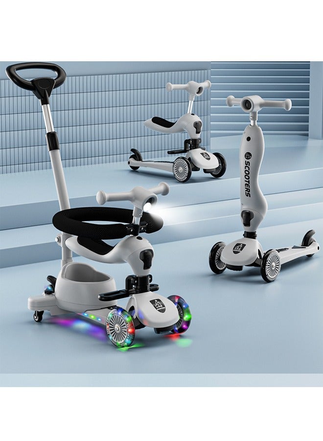 Multi-functional Children's Scooter, Children's Skateboard Scooter Multi-Mode Skateboard Balance Scooter, Adjustable Handle + Folding Seat, With LED Lighting Effects and Fun Music, Growth-Oriented Sports Toy for Children Aged 3 to 12 - Image 3