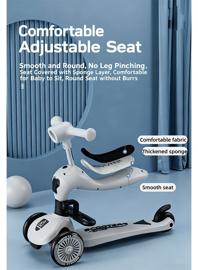 Multi-functional Children's Scooter, Children's Skateboard Scooter Multi-Mode Skateboard Balance Scooter, Adjustable Handle + Folding Seat, With LED Lighting Effects and Fun Music, Growth-Oriented Sports Toy for Children Aged 3 to 12 - Image 4