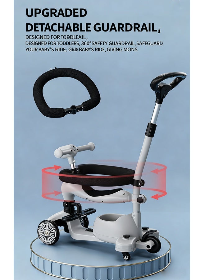 Multi-functional Children's Scooter, Children's Skateboard Scooter Multi-Mode Skateboard Balance Scooter, Adjustable Handle + Folding Seat, With LED Lighting Effects and Fun Music, Growth-Oriented Sports Toy for Children Aged 3 to 12 - Image 5