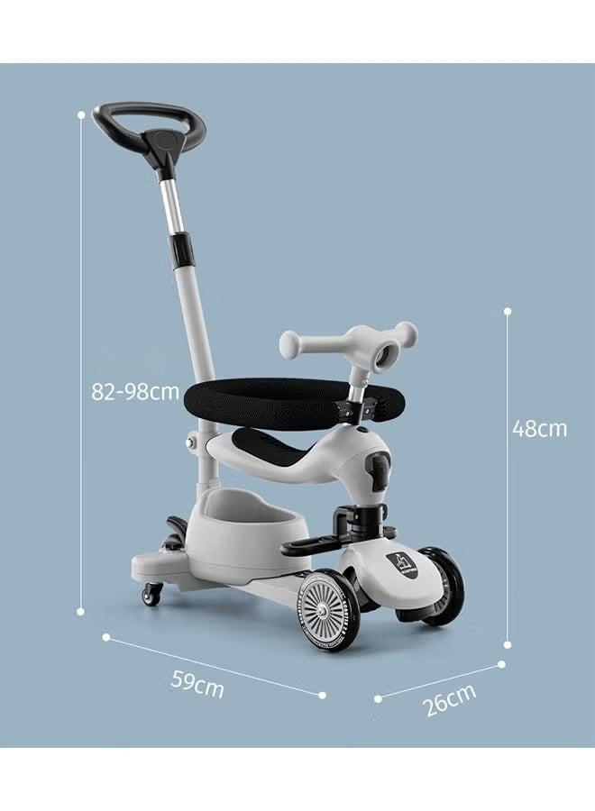 Multi-functional Children's Scooter, Children's Skateboard Scooter Multi-Mode Skateboard Balance Scooter, Adjustable Handle + Folding Seat, With LED Lighting Effects and Fun Music, Growth-Oriented Sports Toy for Children Aged 3 to 12 - Image 2