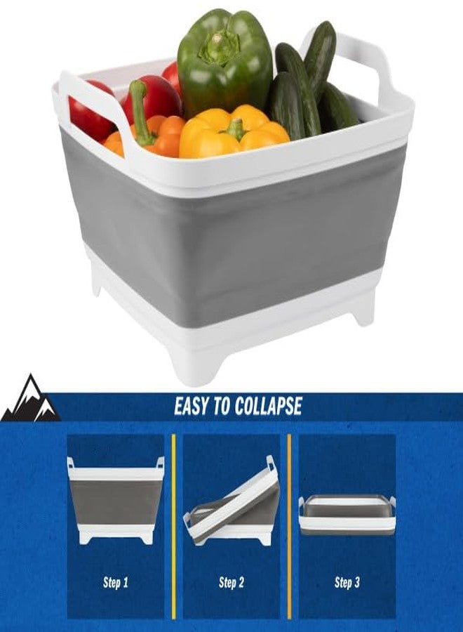 Wakeman Collapsible Wash Basin - 9L Portable Sink with Drain - Plastic Tub Dish Pan for Camping, Handwashing Laundry, or Dishes Outdoors (Gray) - Image 4