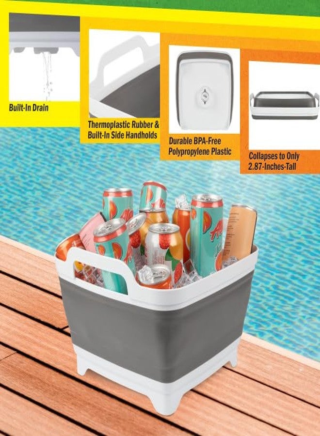 Wakeman Collapsible Wash Basin - 9L Portable Sink with Drain - Plastic Tub Dish Pan for Camping, Handwashing Laundry, or Dishes Outdoors (Gray) - Image 3