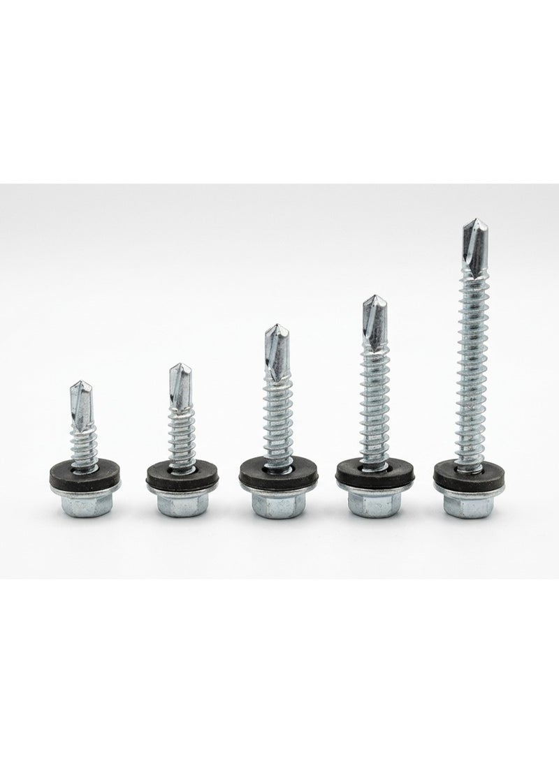 Jupiter SDS Hex Washer Head Stainless Steel Screws (14x3/4' inch) Bonded EPDM Washer, Slotted Hex Head Box of 450 pieces - Image 2