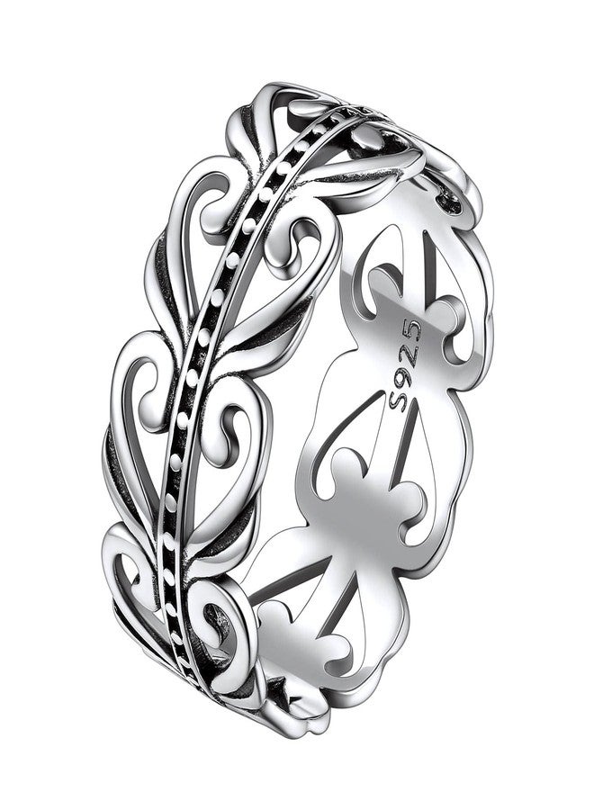Suplight 925 Sterling Silver Celtic Knot Ring, 8mm Retro Scottish Celtic Band Rings for Women Size 10 - Image 1
