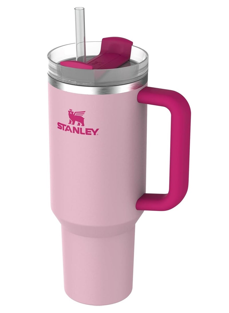 ستانلي كوب ستانلي كوينشر H2.0 فلوستيت – وردي– سعة 1.18 لتر (40 أونصة) – مصنوع من الستانلس ستيل بعزل حراري مزدوج – مع غطاء، مقبض، وقش – يحافظ على الحرارة أو البرودة لساعات طويلة - Image 2