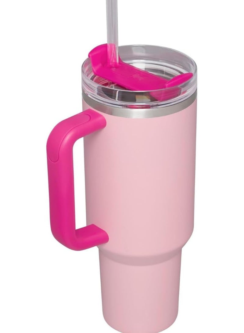 ستانلي كوب ستانلي كوينشر H2.0 فلوستيت – وردي– سعة 1.18 لتر (40 أونصة) – مصنوع من الستانلس ستيل بعزل حراري مزدوج – مع غطاء، مقبض، وقش – يحافظ على الحرارة أو البرودة لساعات طويلة - Image 3