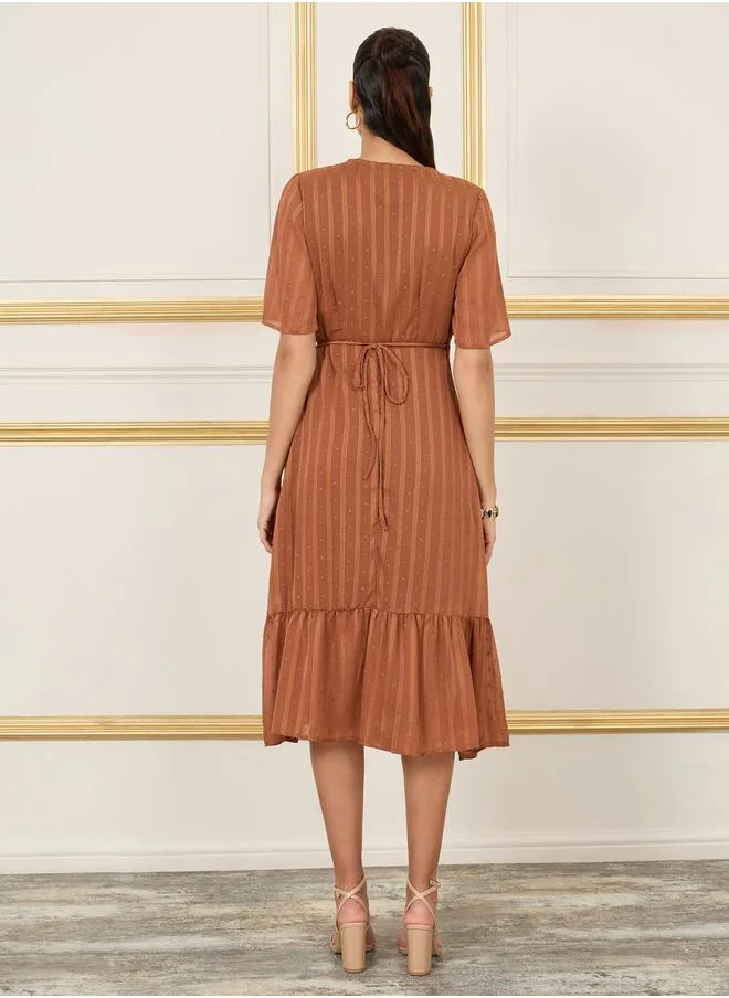 ستايلي Swiss Dobby A-Line Wrap Midi Dress
