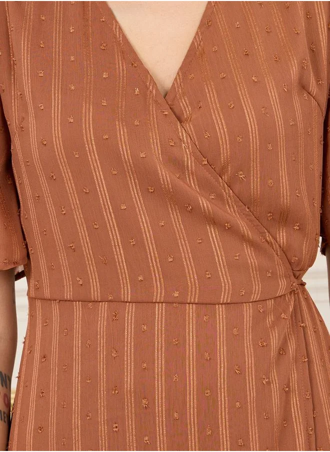 ستايلي Swiss Dobby A-Line Wrap Midi Dress