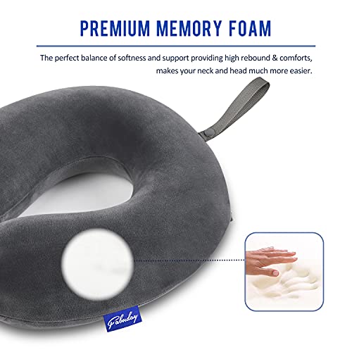Fabuday Travel Pillow Memory Foam for Airplanes - Neck Pillow for Traveling, Car, Home, Flight Pillow for Sleeping with Attachable Snap Strap Soft Washable Cover, Provide Head Neck Support Rest, Dark Gray - Image 4