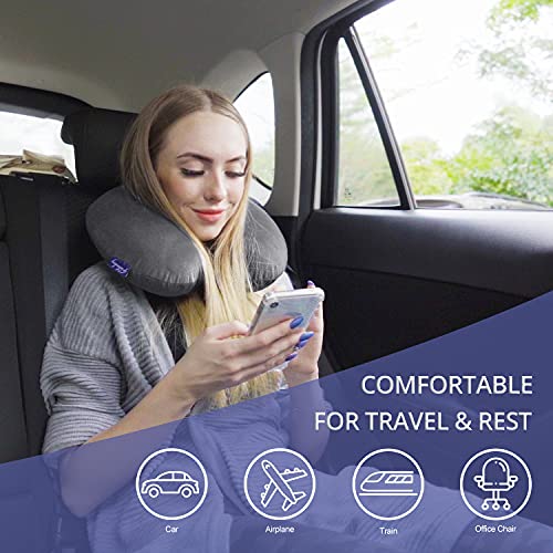 Fabuday Travel Pillow Memory Foam for Airplanes - Neck Pillow for Traveling, Car, Home, Flight Pillow for Sleeping with Attachable Snap Strap Soft Washable Cover, Provide Head Neck Support Rest, Dark Gray - Image 3