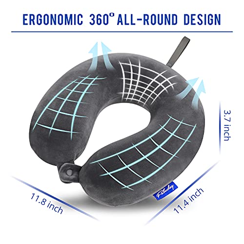 Fabuday Travel Pillow Memory Foam for Airplanes - Neck Pillow for Traveling, Car, Home, Flight Pillow for Sleeping with Attachable Snap Strap Soft Washable Cover, Provide Head Neck Support Rest, Dark Gray - Image 5