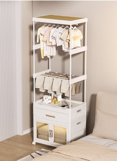XiuWoo Multi-functional Tall Clothes Rack Storage Cabinets Plastic Foldable Wardrobe Garment Rack Shelves Stand Dresser Clothes Drying Hanging Rack Drawer with Wheels for Shirts Jackets Pants  - Image 2