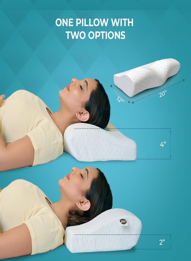 CareFoam Memory Foam Pillow, Contour Cervical Pillow for Neck & Shoulder Pain - Orthopedic Pillow, Neck Cervical Sleeping Pillows for Side & Back Sleepers White Jacquard Cover-Standard (Pack of 1) - Image 3