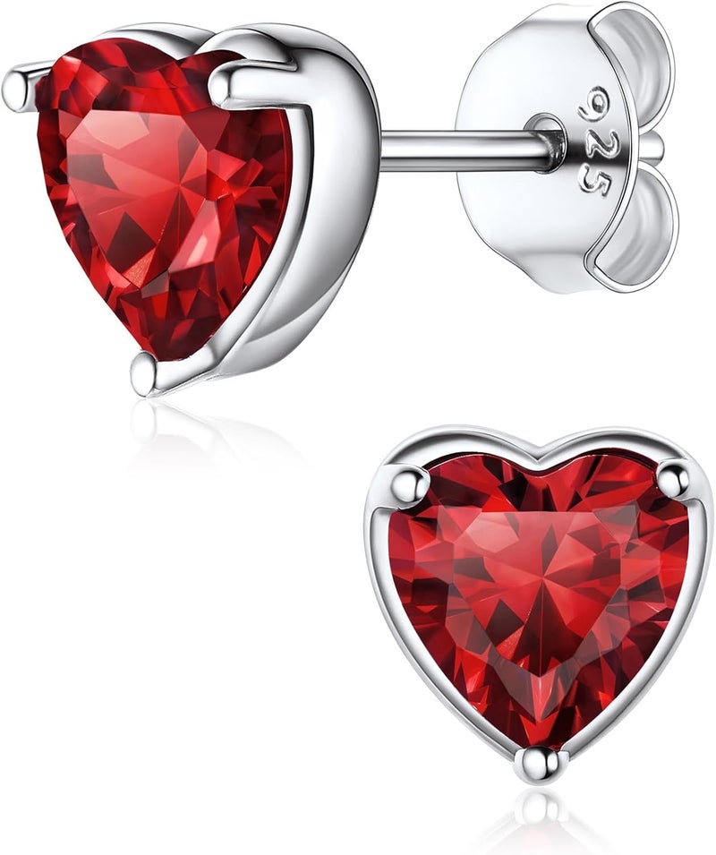 ChicSilver 925 Sterling Silver Earrings Sparkling Heart/Round/Princess Cut Birthstone Earrings for Women Birthday Jewelry with Gift Box - Image 1