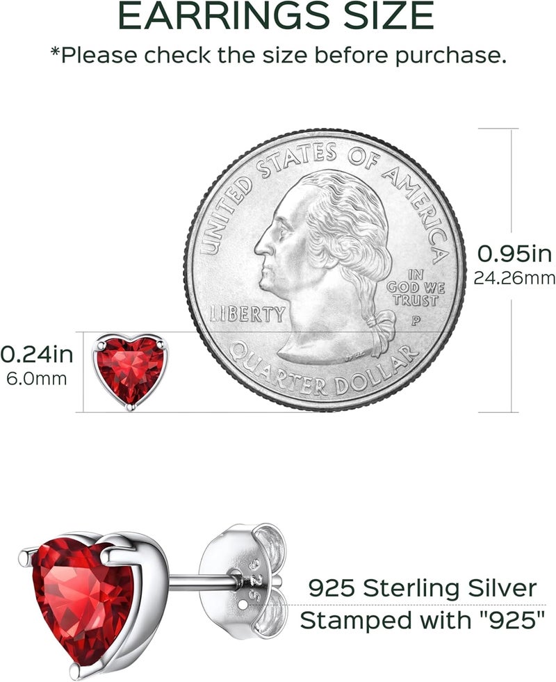 ChicSilver 925 Sterling Silver Earrings Sparkling Heart/Round/Princess Cut Birthstone Earrings for Women Birthday Jewelry with Gift Box - Image 4