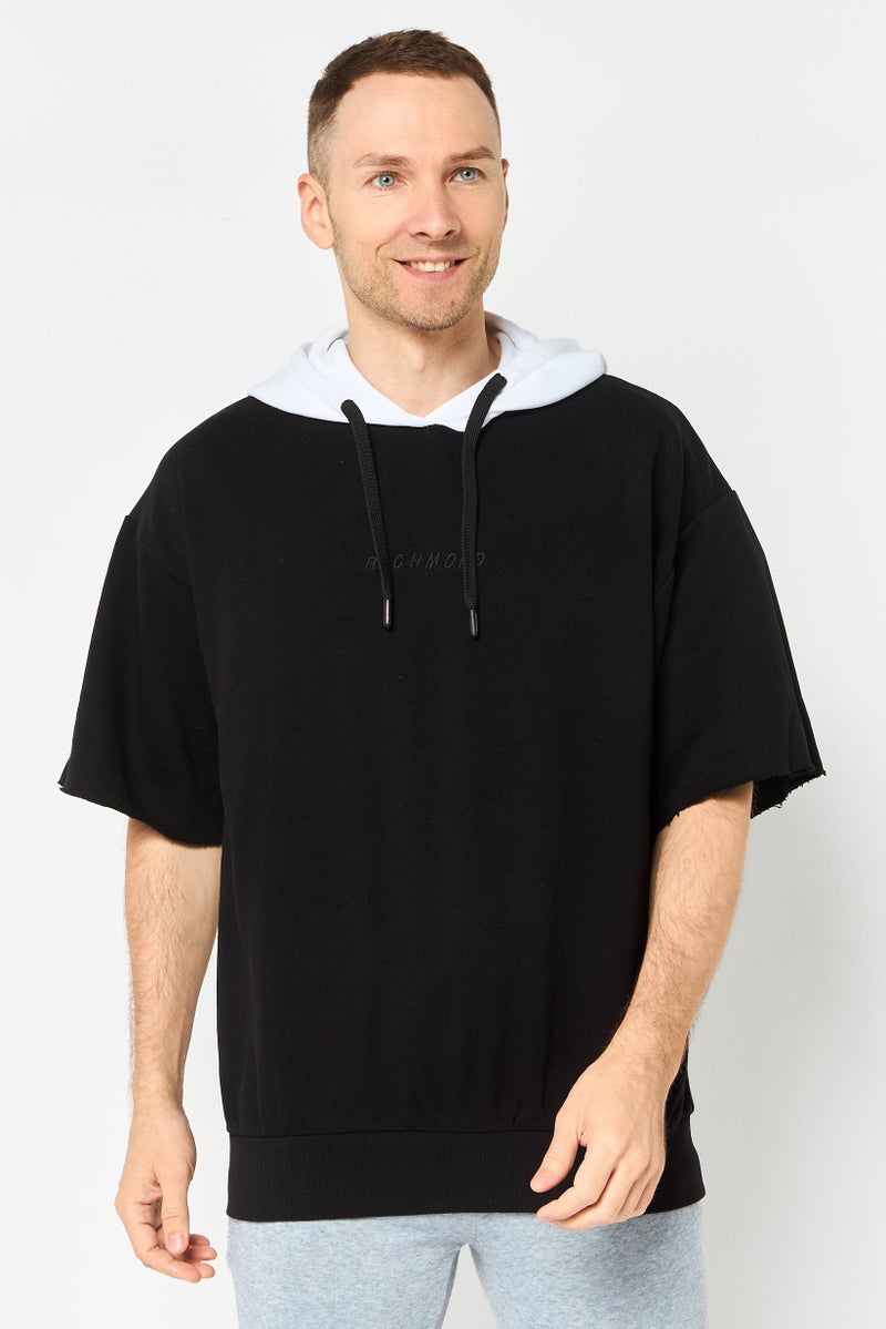 JOHN RICHMOND Men Sportswear Fit Long Sleeve Outdoor Hoodies, Black - Image 1