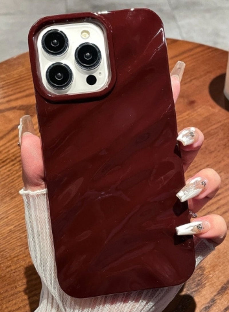 Raxoom Protective Case For iPhone 16 Pro Solid Color Wave Texture ,Phone Case(Wine Red)  - Image 1