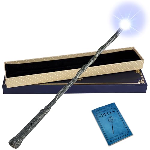 ChampWe Light Up Magic Wizard Wand Rechargeable Illuminating Toy for Kids Witch Collection Cosplay Accessories with Spellbook and Gift Box Stump - Image 1