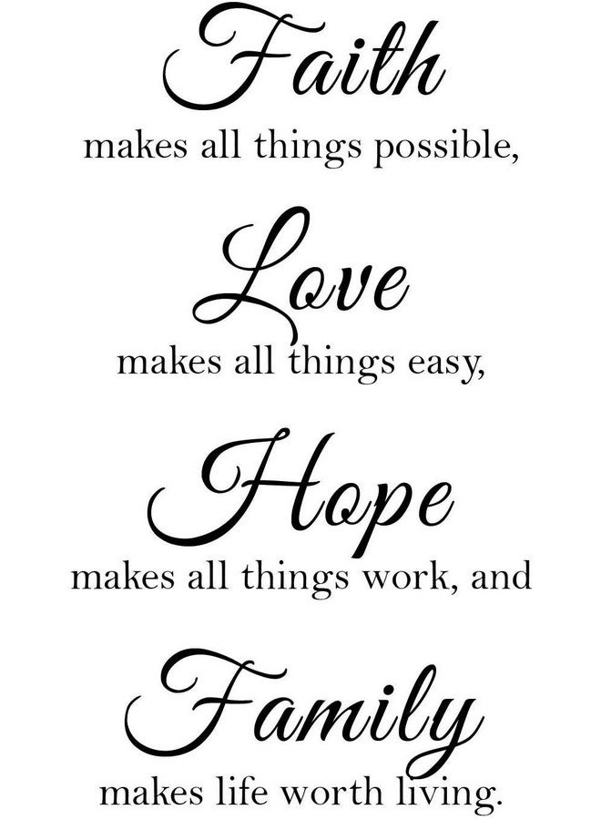 LZYMSZ 16.5 X 23.5 Inches Faith Love Hope Quotes Wall Stickers Decals Decor Removable Diy Saying Wall Art Decals Sticker Easy Peel And Stick Wallpaper For Bedroom Living Room (Black) - Image 1