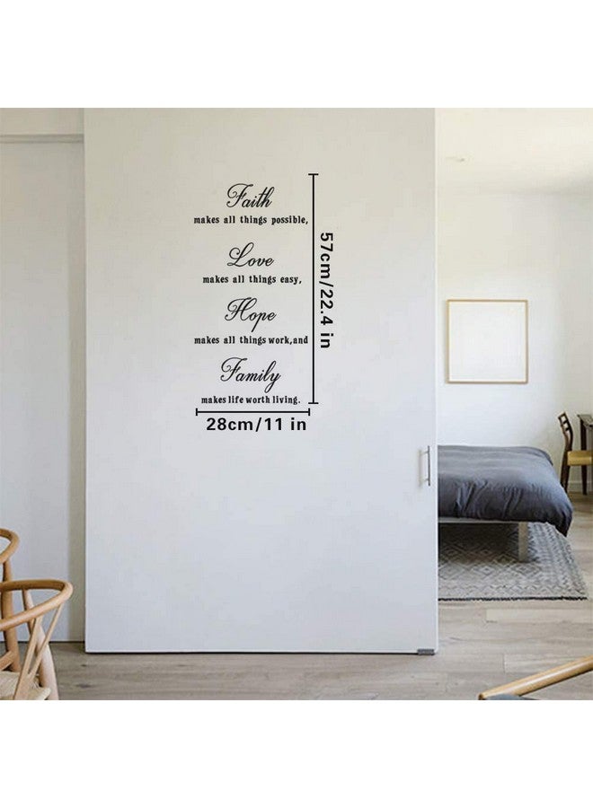 LZYMSZ 16.5 X 23.5 Inches Faith Love Hope Quotes Wall Stickers Decals Decor Removable Diy Saying Wall Art Decals Sticker Easy Peel And Stick Wallpaper For Bedroom Living Room (Black) - Image 2