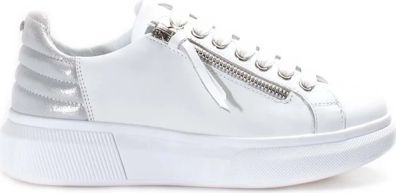 Fast Step Women's Genuine Leather Daily Sneaker Comfortable Sole Sports Summer Lightweight Lace-Up Zipper Shoes 846ZA03