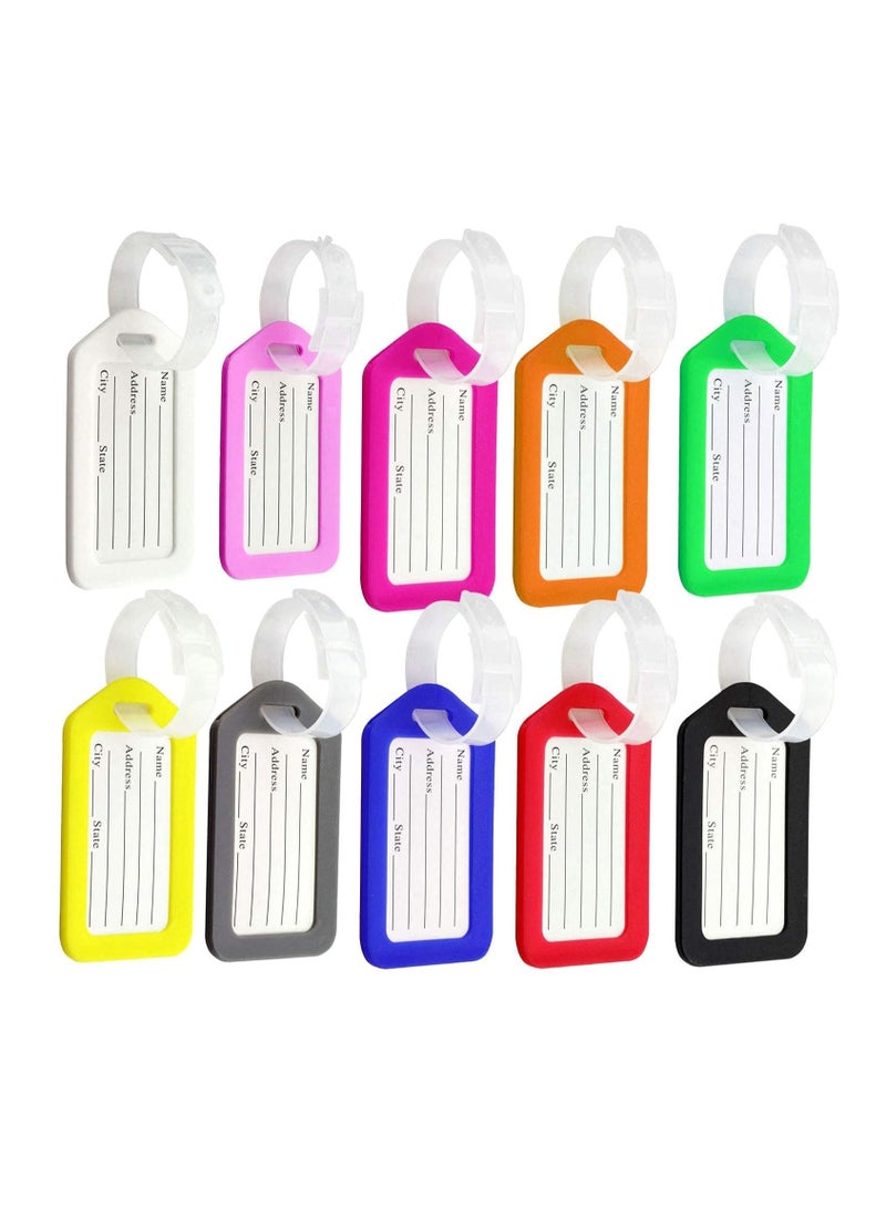 ECVV Luggage Tags 10pcs, Plastic Luggage Identifiers Key Tags with Name and Addresss for Luggage Pet Name Tags Travel Accessories - Image 1