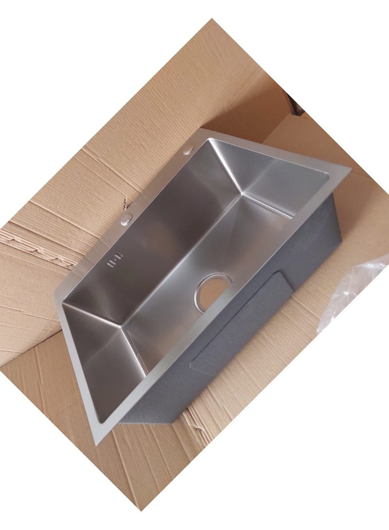 Handmade kitchen sink, 60 cm +mixer +cup washer + drain 3"