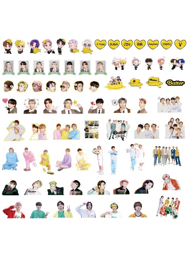 NIBEMINENT 76 Pcs Kpop BTS Butter Deco Kit Waterproof Stickers, High Definition Printing Bright Colors, Suitable for Laptop Skateboard Luggage Water Bottle Guitar DIY - Image 1