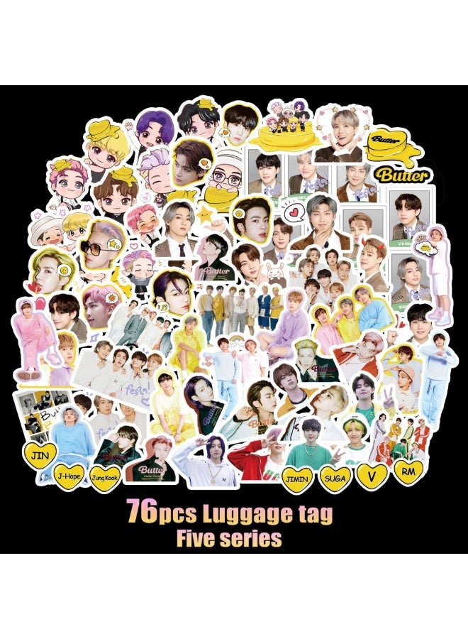 NIBEMINENT 76 Pcs Kpop BTS Butter Deco Kit Waterproof Stickers, High Definition Printing Bright Colors, Suitable for Laptop Skateboard Luggage Water Bottle Guitar DIY - Image 2