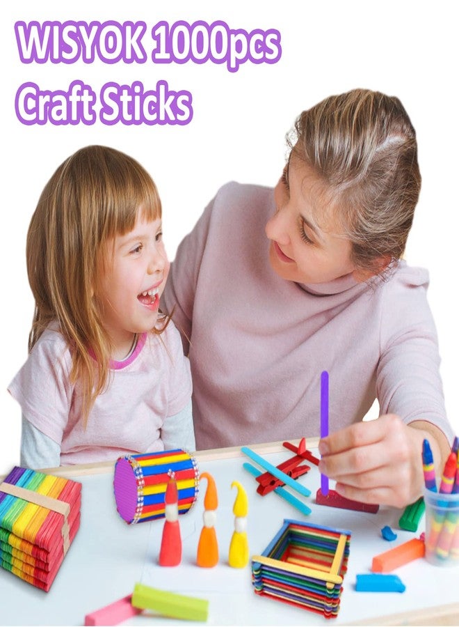 WISYOK 1000 Pcs Colored Popsicle Sticks for Crafts, 4.5 Inch Colored Wooden Craft Sticks, Ice Cream Sticks, Rainbow Popsicle Sticks, Great for DIY Craft Creative Designs and Children Education - Image 5