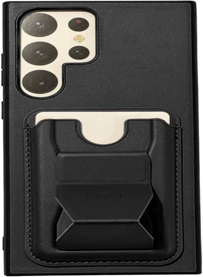 Next store Leather Case Compatible with Samsung Galaxy S23 Ultra with Card Slot Magnetic Card Holder Shockproof Cover (Black)