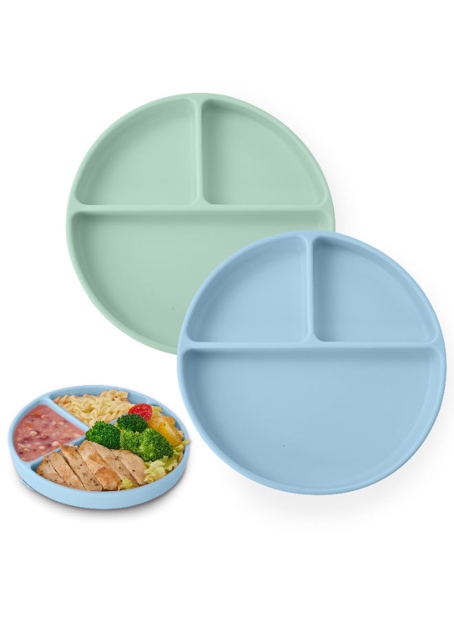 Cute and Wild Baby Silicone Baby Plate Set of 2, Divided Suction Plate for Baby Led Weaning, BPA Free Toddler Plate, Baby Food Eating Plate for Infant, Non Slip Silicone Feeding Plates, 6M+ - Image 1