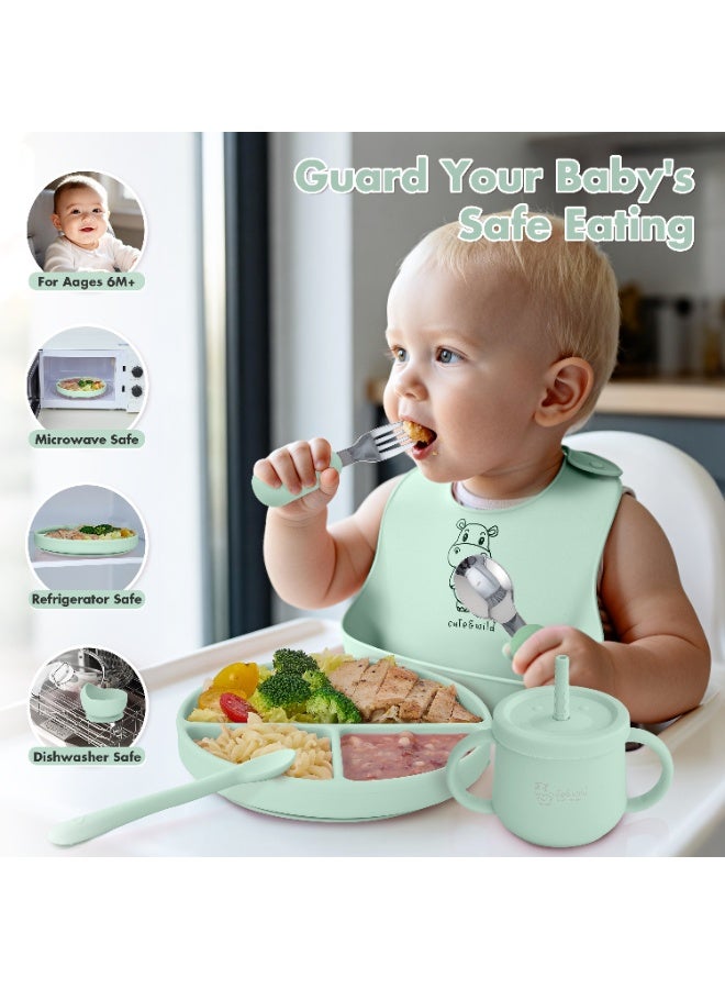 Cute and Wild Baby Silicone Baby Plate Set of 2, Divided Suction Plate for Baby Led Weaning, BPA Free Toddler Plate, Baby Food Eating Plate for Infant, Non Slip Silicone Feeding Plates, 6M+ - Image 3