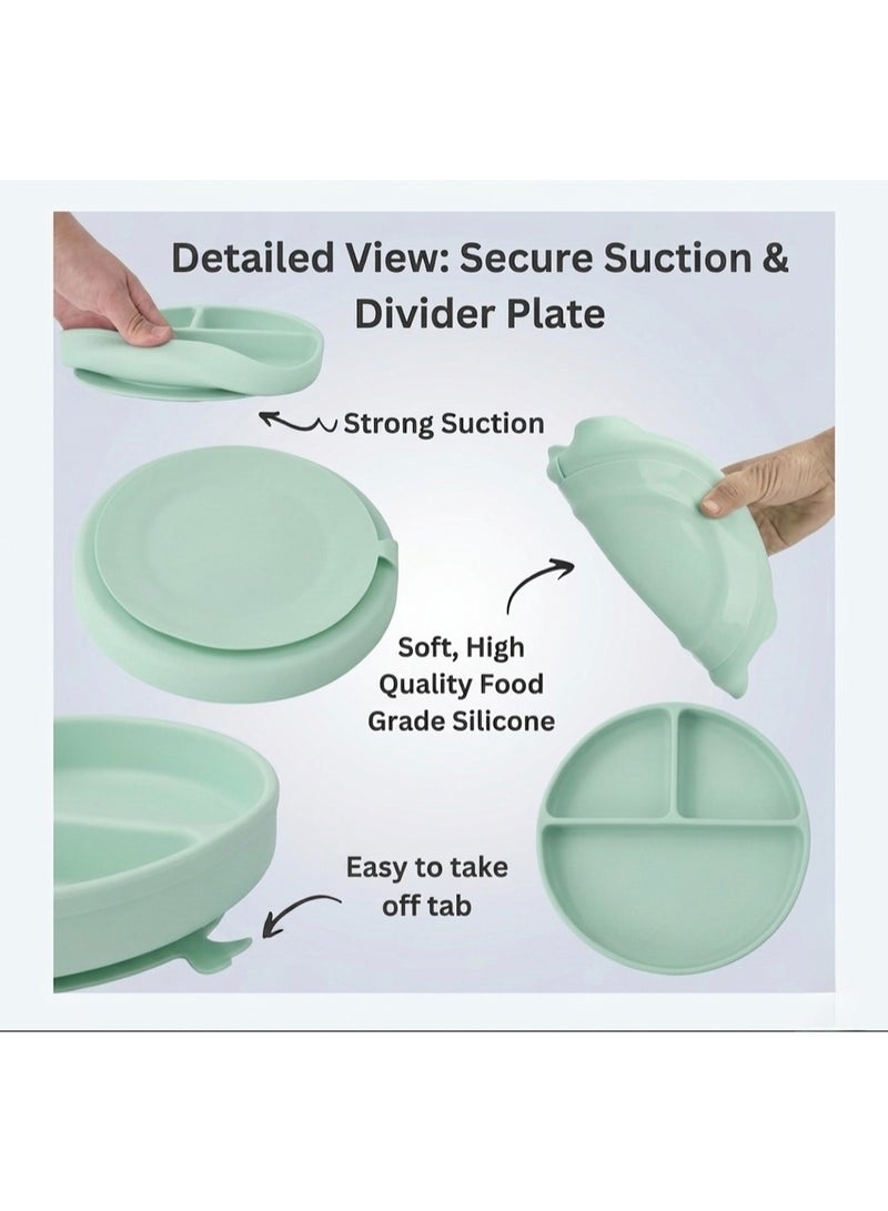Cute and Wild Baby Silicone Baby Plate Set of 2, Divided Suction Plate for Baby Led Weaning, BPA Free Toddler Plate, Baby Food Eating Plate for Infant, Non Slip Silicone Feeding Plates, 6M+ - Image 5