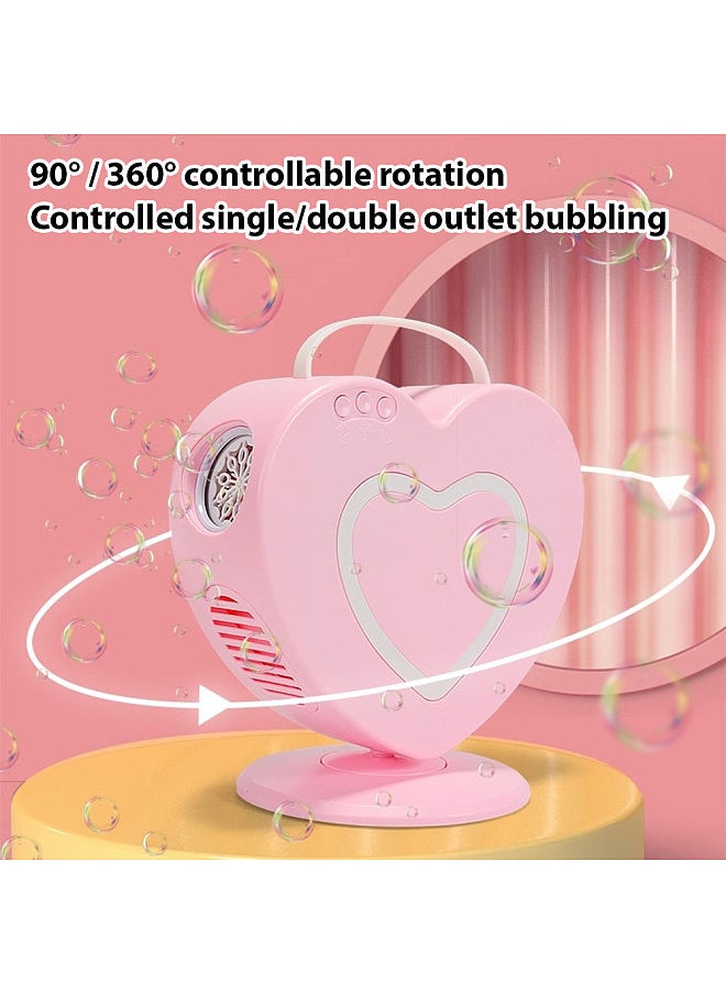 Electric Bubble Machine for Outdoor Wedding Party Interactive Heart Shape Rechargeable Battery Bubble Maker Multi-hole Remote Control Charging Automatic Rotating Bubble Machine